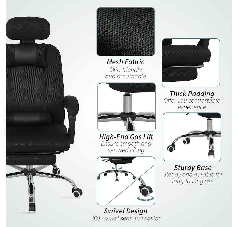 Image 998499_ALTMORE7.jpg, Product 998-499 / Price $169.99, Vinsetto Office Desk Chair, Swivel Computer Chair with Footrest, Black from Vinsetto on TSC.ca's Home & Garden department