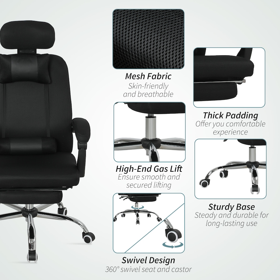 Image 998499_ALTMORE7.jpg, Product 998-499 / Price $164.99, Vinsetto Office Desk Chair, Swivel Computer Chair with Footrest, Black from Vinsetto on TSC.ca's Home & Garden department