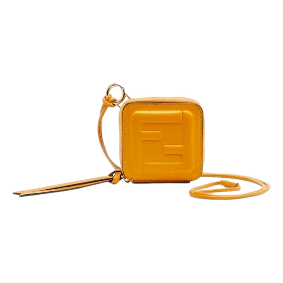 Image 998508.jpg, Product 998-508 / Price $1,105.00, Fendi FF Cube Embossed Small Zip Wallet Yellow Leather with Strap from Fendi on TSC.ca's Fashion department