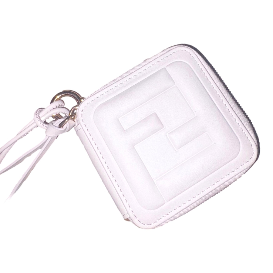 Image 998519.jpg, Product 998-519 / Price $1,105.00, Fendi FF Cube Embossed Small Zip Wallet Bianco White Leather with Strap from Fendi on TSC.ca's Fashion department