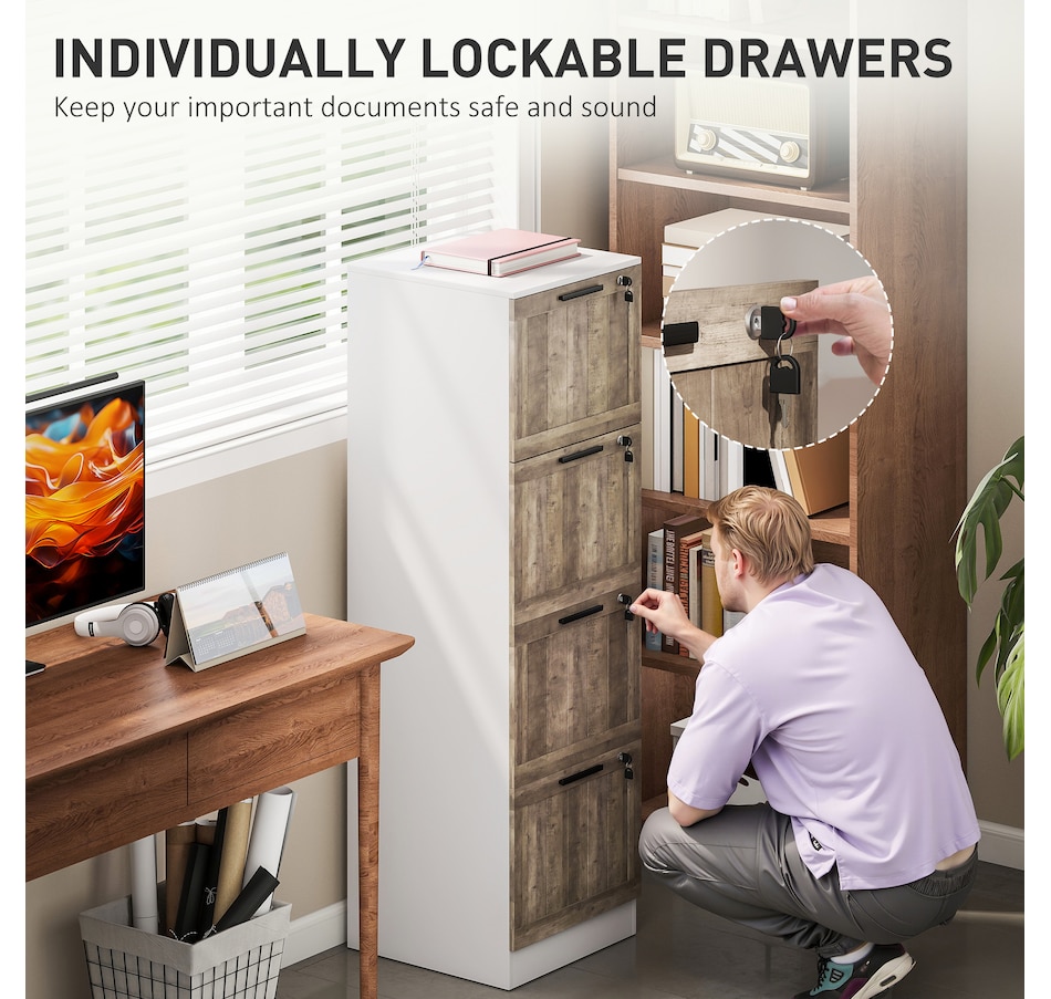 Image 998521_ALTMORE23.jpg, Product 998-521 / Price $129.99 - $149.99, HOMCOM 4 Drawer File Cabinet with Lock Filing Cabinet for A4 Letter from HOMCOM on TSC.ca's Home & Garden department
