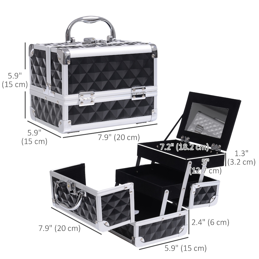 Image 998524_ALTMORE10.jpg, Product 998-524 / Price $39.76 - $42.99, Pro Aluminum Makeup Train Case Jewelry Storage Organizer Box W/ Mirror from HOMCOM on TSC.ca's Beauty department
