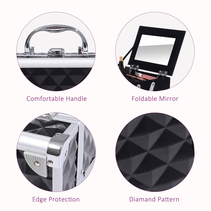Image 998524_ALTMORE12.jpg, Product 998-524 / Price $39.76 - $42.99, Pro Aluminum Makeup Train Case Jewelry Storage Organizer Box W/ Mirror from HOMCOM on TSC.ca's Beauty department