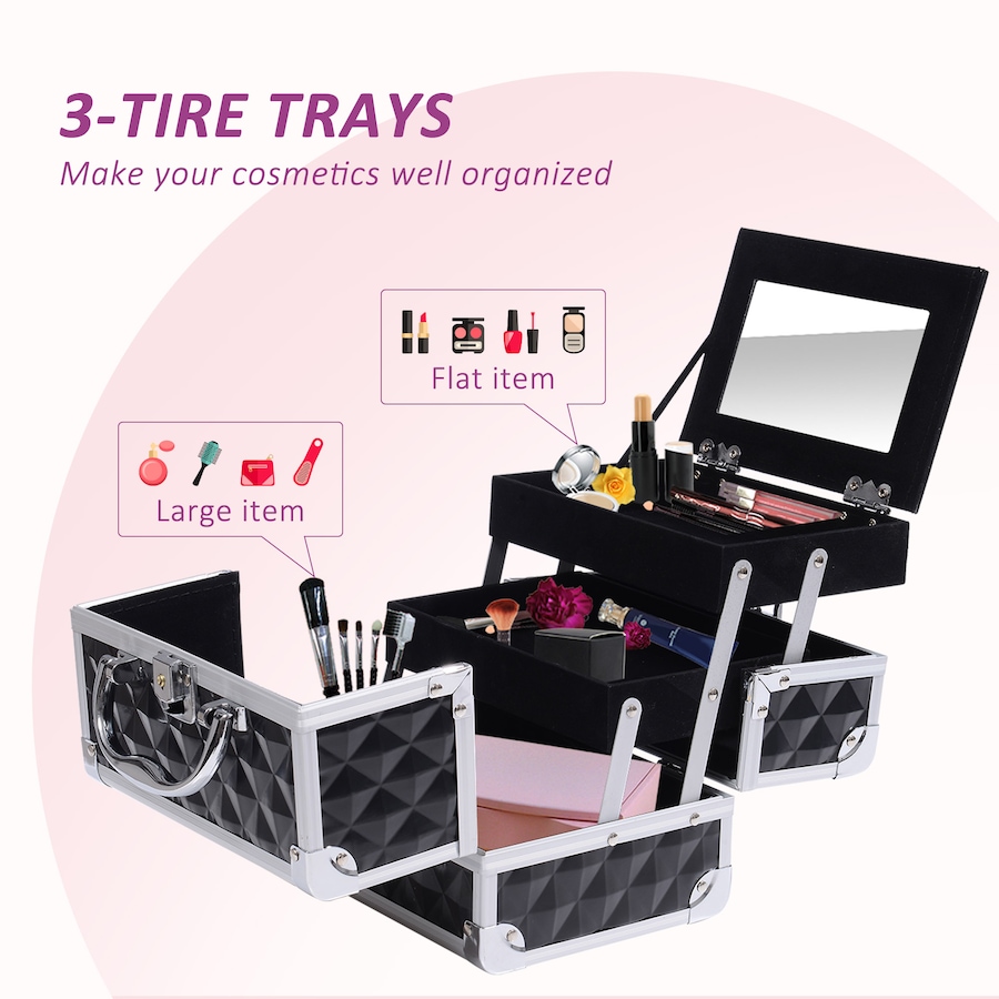 Image 998524_ALTMORE13.jpg, Product 998-524 / Price $39.76 - $42.99, Pro Aluminum Makeup Train Case Jewelry Storage Organizer Box W/ Mirror from HOMCOM on TSC.ca's Beauty department