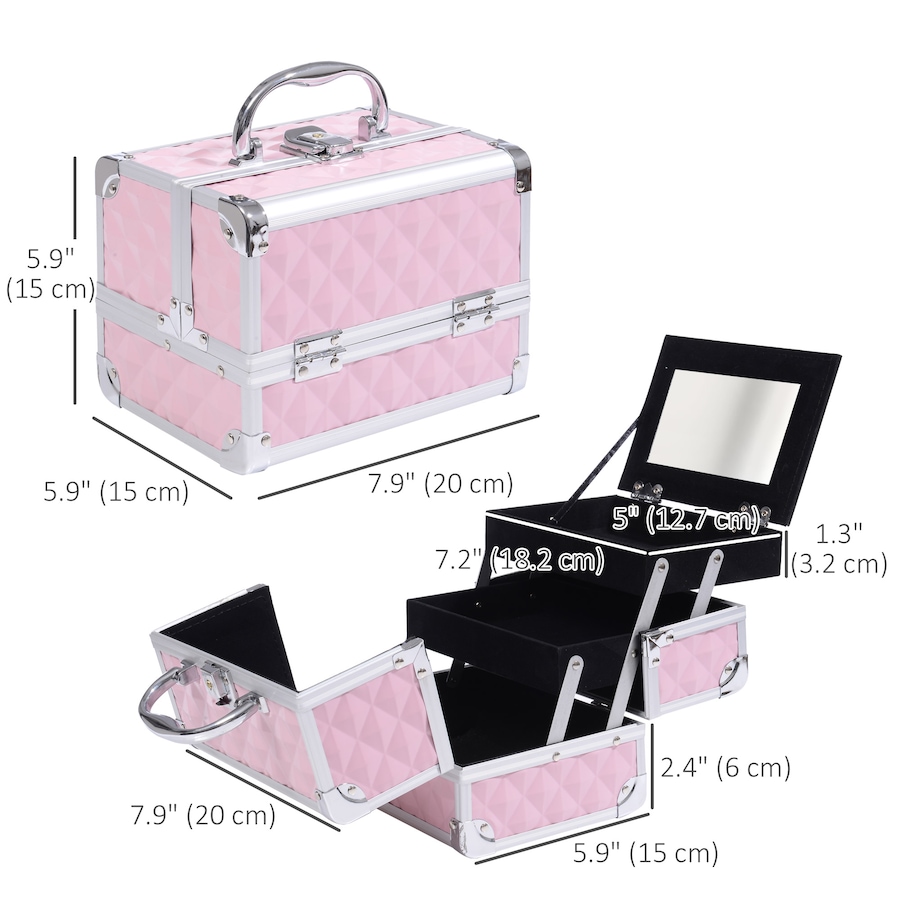 Image 998524_ALTMORE2.jpg, Product 998-524 / Price $39.76 - $42.99, Pro Aluminum Makeup Train Case Jewelry Storage Organizer Box W/ Mirror from HOMCOM on TSC.ca's Beauty department