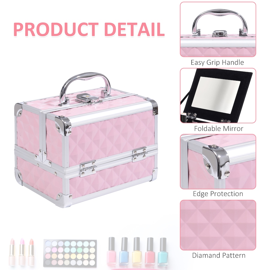 Image 998524_ALTMORE4.jpg, Product 998-524 / Price $39.76 - $42.99, Pro Aluminum Makeup Train Case Jewelry Storage Organizer Box W/ Mirror from HOMCOM on TSC.ca's Beauty department