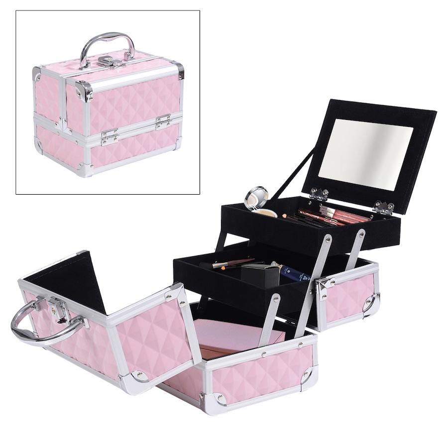 Image 998524_ALTMORE6.jpg, Product 998-524 / Price $39.76 - $42.99, Pro Aluminum Makeup Train Case Jewelry Storage Organizer Box W/ Mirror from HOMCOM on TSC.ca's Beauty department
