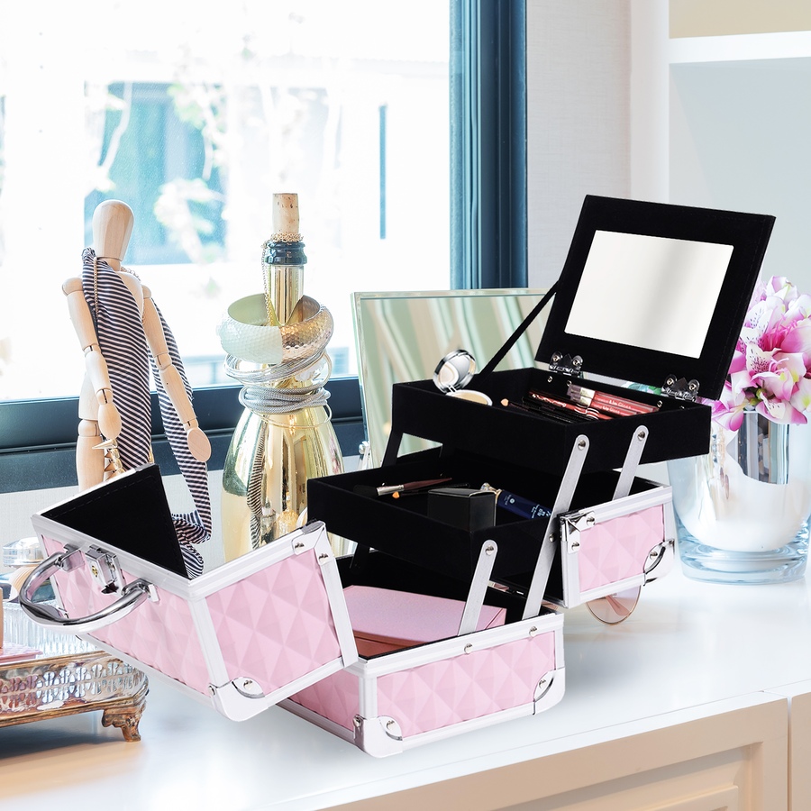 Image 998524_ALTMORE7.jpg, Product 998-524 / Price $39.76 - $42.99, Pro Aluminum Makeup Train Case Jewelry Storage Organizer Box W/ Mirror from HOMCOM on TSC.ca's Beauty department