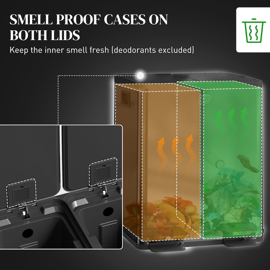 Image 998525_ALTMORE12.jpg, Product 998-525 / Price $133.89 - $159.99, HOMCOM Dual Trash Can, Garbage Can with Soft Close Lid from HOMCOM on TSC.ca's Kitchen department