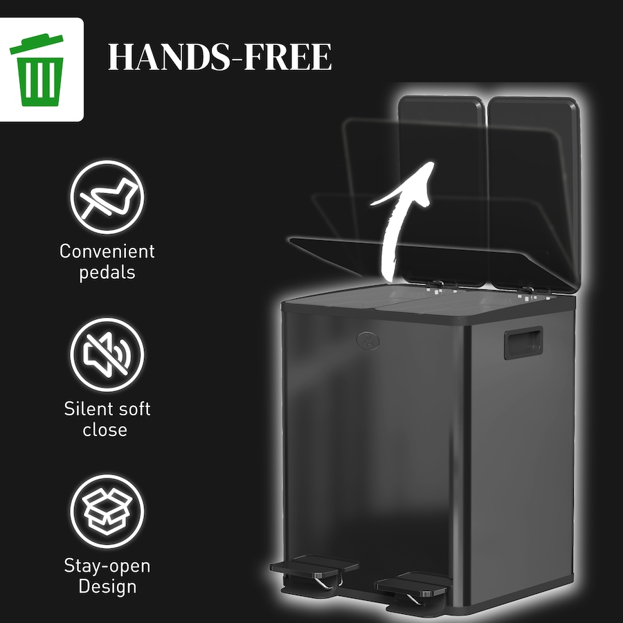 Image 998525_ALTMORE13.jpg, Product 998-525 / Price $133.89 - $159.99, HOMCOM Dual Trash Can, Garbage Can with Soft Close Lid from HOMCOM on TSC.ca's Kitchen department