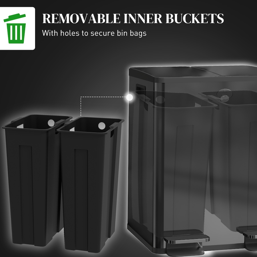 Image 998525_ALTMORE14.jpg, Product 998-525 / Price $133.89 - $159.99, HOMCOM Dual Trash Can, Garbage Can with Soft Close Lid from HOMCOM on TSC.ca's Kitchen department