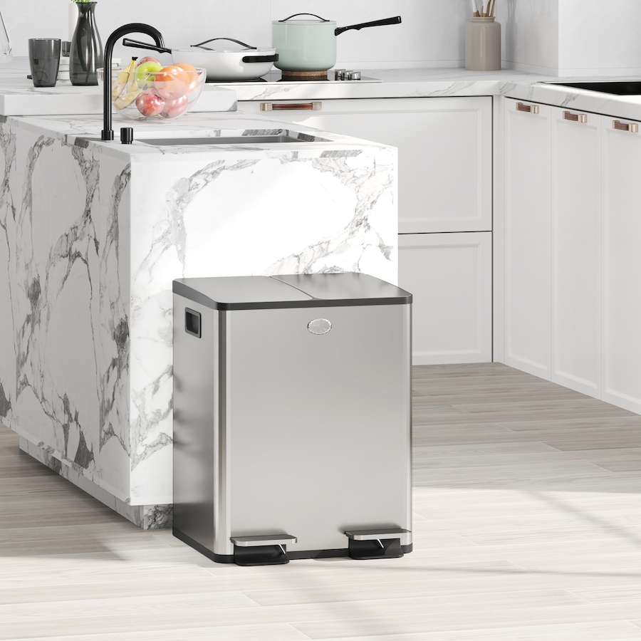 Image 998525_ALTMORE25.jpg, Product 998-525 / Price $133.89 - $159.99, HOMCOM Dual Trash Can, Garbage Can with Soft Close Lid from HOMCOM on TSC.ca's Kitchen department
