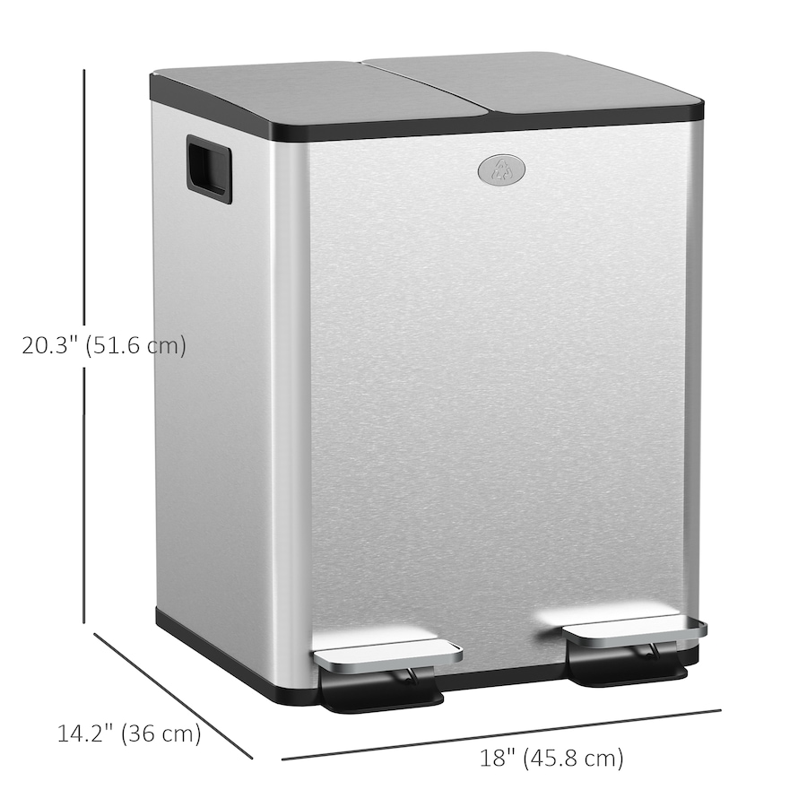 Image 998525_ALTMORE26.jpg, Product 998-525 / Price $133.89 - $159.99, HOMCOM Dual Trash Can, Garbage Can with Soft Close Lid from HOMCOM on TSC.ca's Kitchen department