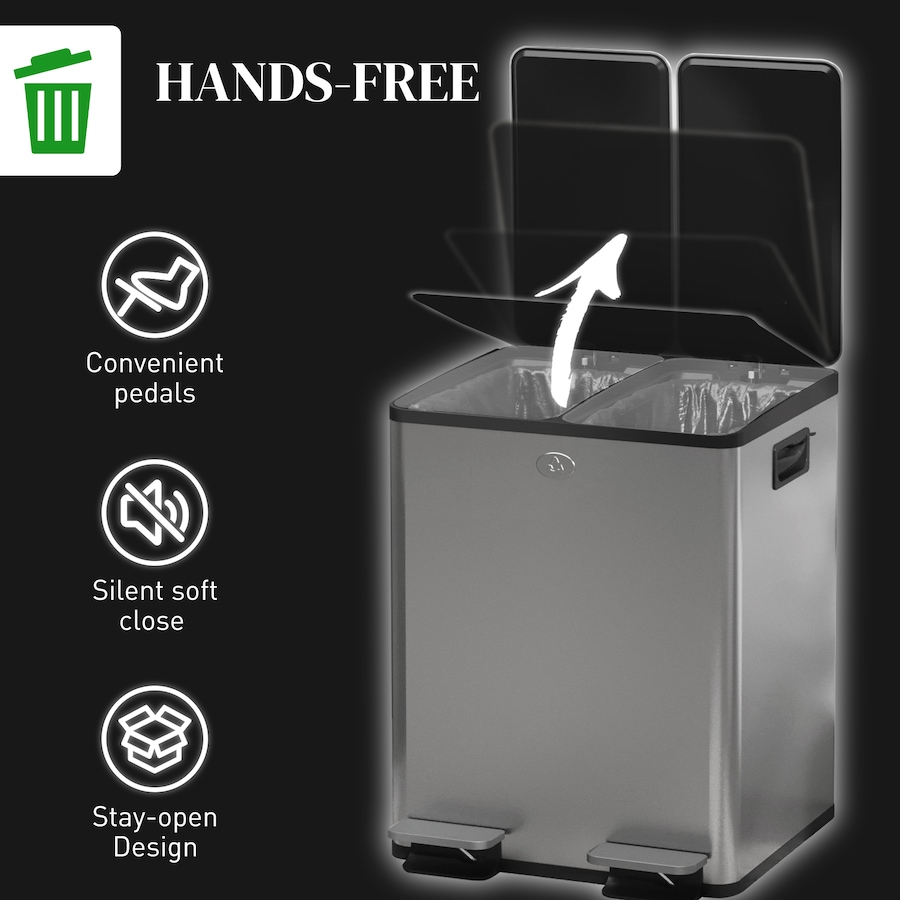Image 998525_ALTMORE29.jpg, Product 998-525 / Price $133.89 - $159.99, HOMCOM Dual Trash Can, Garbage Can with Soft Close Lid from HOMCOM on TSC.ca's Kitchen department