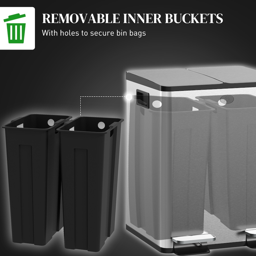 Image 998525_ALTMORE30.jpg, Product 998-525 / Price $133.89 - $159.99, HOMCOM Dual Trash Can, Garbage Can with Soft Close Lid from HOMCOM on TSC.ca's Kitchen department