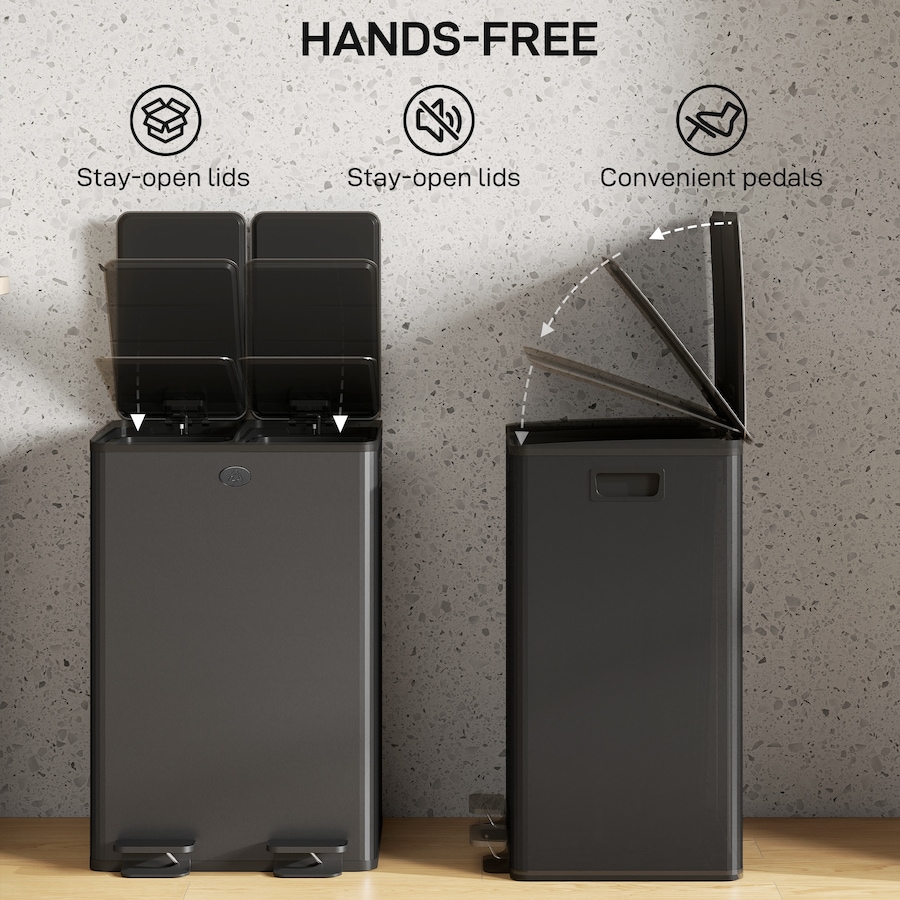 Image 998525_ALTMORE36.jpg, Product 998-525 / Price $133.89 - $159.99, HOMCOM Dual Trash Can, Garbage Can with Soft Close Lid from HOMCOM on TSC.ca's Kitchen department