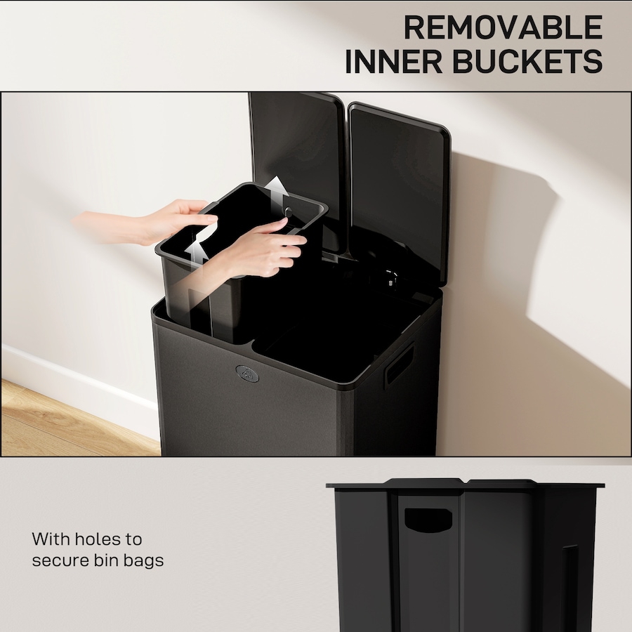 Image 998525_ALTMORE37.jpg, Product 998-525 / Price $133.89 - $159.99, HOMCOM Dual Trash Can, Garbage Can with Soft Close Lid from HOMCOM on TSC.ca's Kitchen department