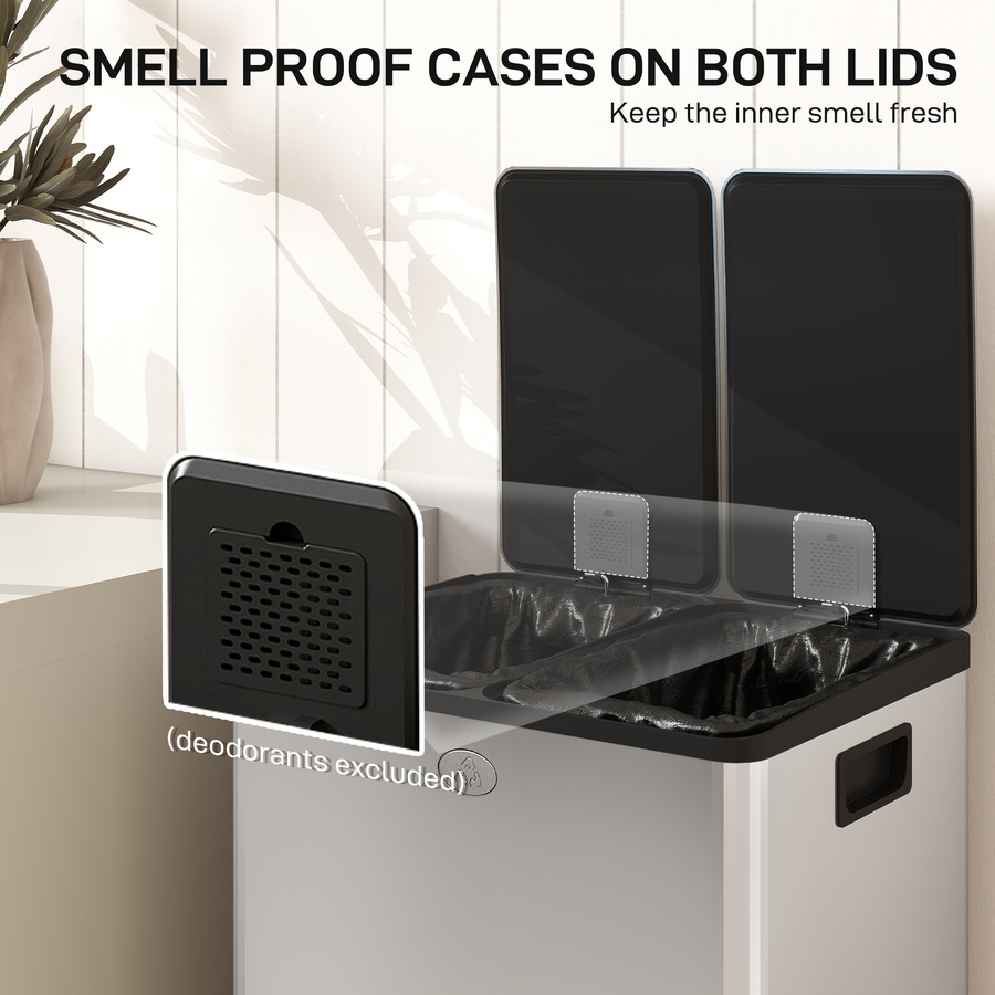 Image 998525_ALTMORE41.jpg, Product 998-525 / Price $133.89 - $159.99, HOMCOM Dual Trash Can, Garbage Can with Soft Close Lid from HOMCOM on TSC.ca's Kitchen department