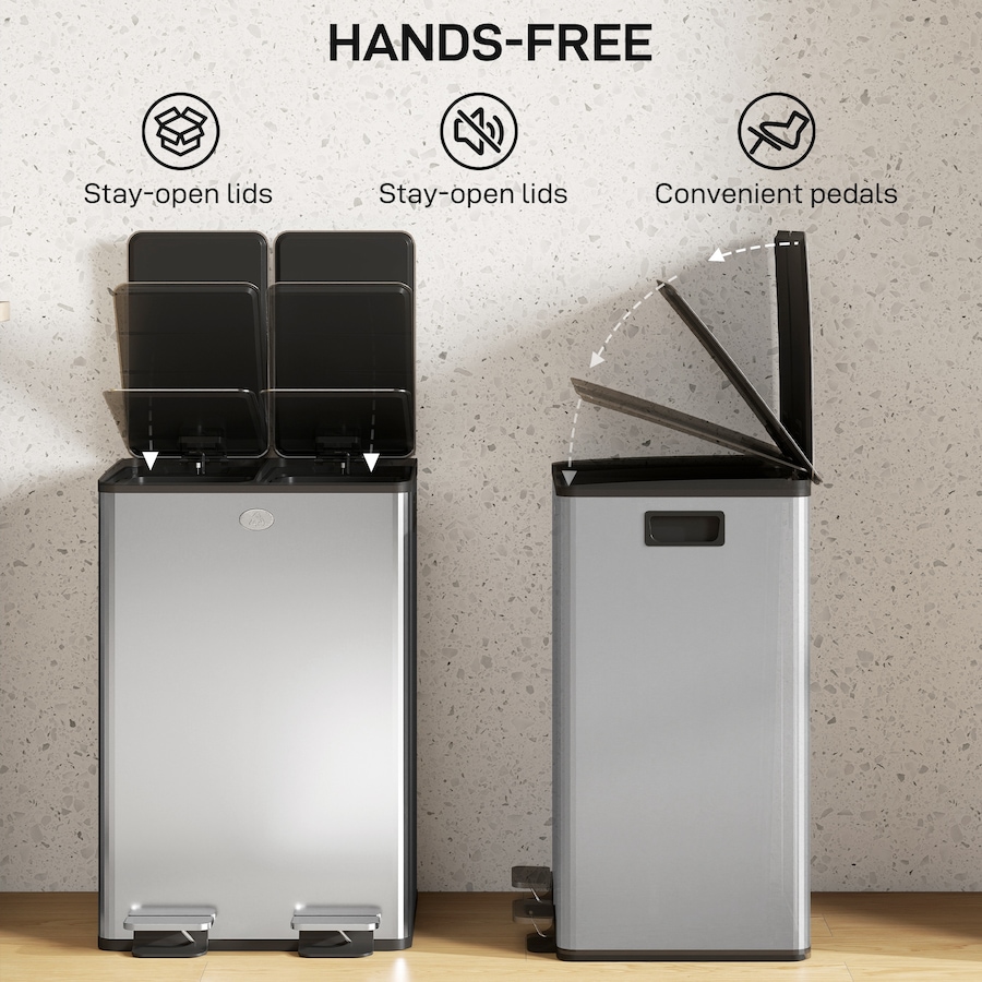 Image 998525_ALTMORE42.jpg, Product 998-525 / Price $133.89 - $159.99, HOMCOM Dual Trash Can, Garbage Can with Soft Close Lid from HOMCOM on TSC.ca's Kitchen department