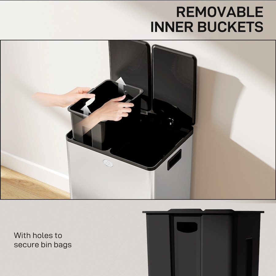 Image 998525_ALTMORE43.jpg, Product 998-525 / Price $133.89 - $159.99, HOMCOM Dual Trash Can, Garbage Can with Soft Close Lid from HOMCOM on TSC.ca's Kitchen department