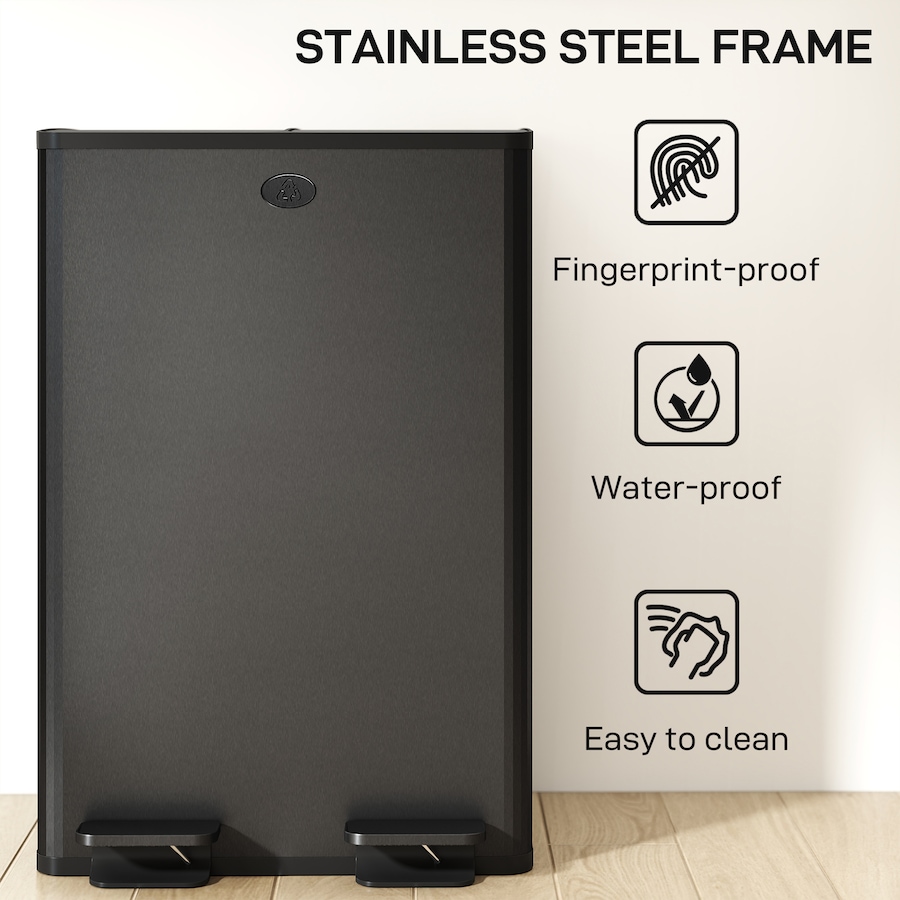 Image 998525_ALTMORE46.jpg, Product 998-525 / Price $133.89 - $159.99, HOMCOM Dual Trash Can, Garbage Can with Soft Close Lid from HOMCOM on TSC.ca's Kitchen department