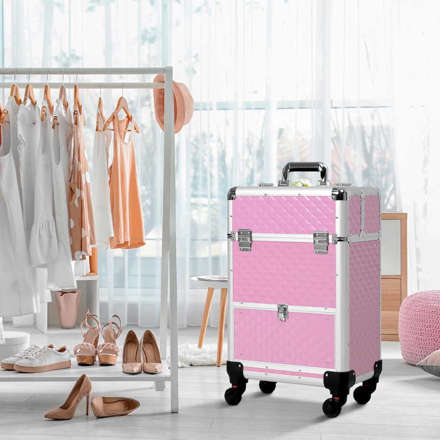 Image 998526_ALTMORE18.jpg, Product 998-526 / Price $119.99, HOMCOM Upright Studded Make up Case Travel Trolley from HOMCOM on TSC.ca's Beauty department