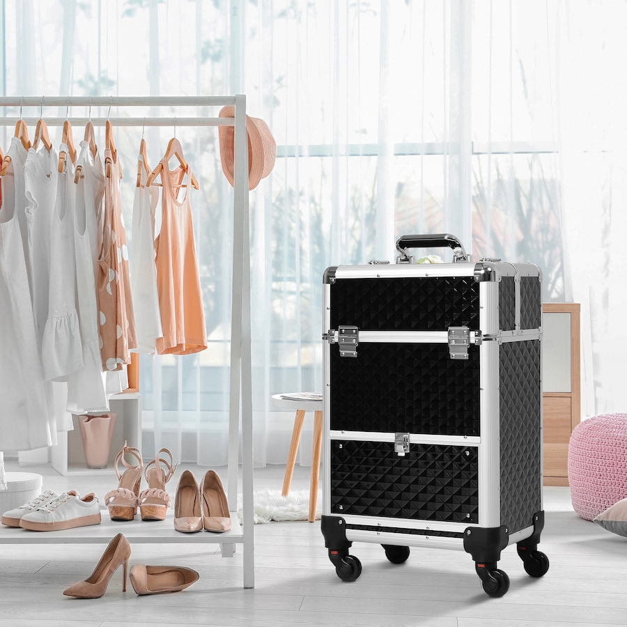 Image 998526_ALTMORE9.jpg, Product 998-526 / Price $119.99, HOMCOM Upright Studded Make up Case Travel Trolley from HOMCOM on TSC.ca's Beauty department