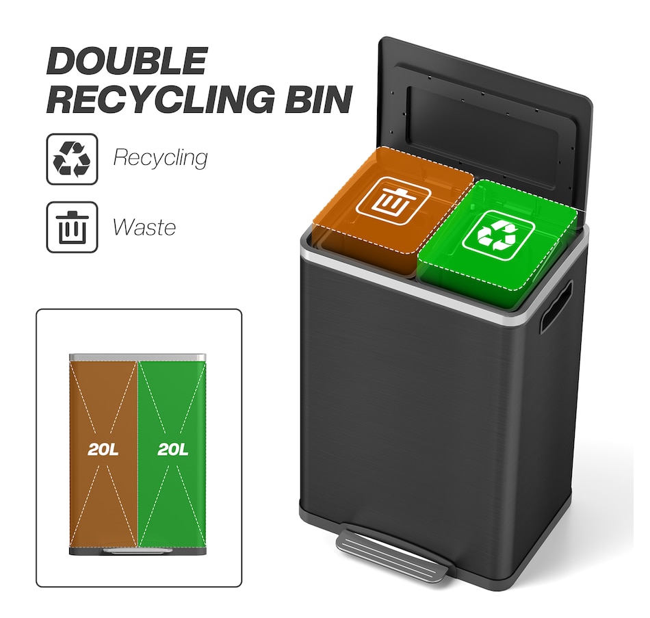 Image 998527_ALTMORE11.jpg, Product 998-527 / Price $119.99 - $129.99, HOMCOM 2 x 20 Liter Garbage Can, Trash Can with Removable Buckets from HOMCOM on TSC.ca's Kitchen department