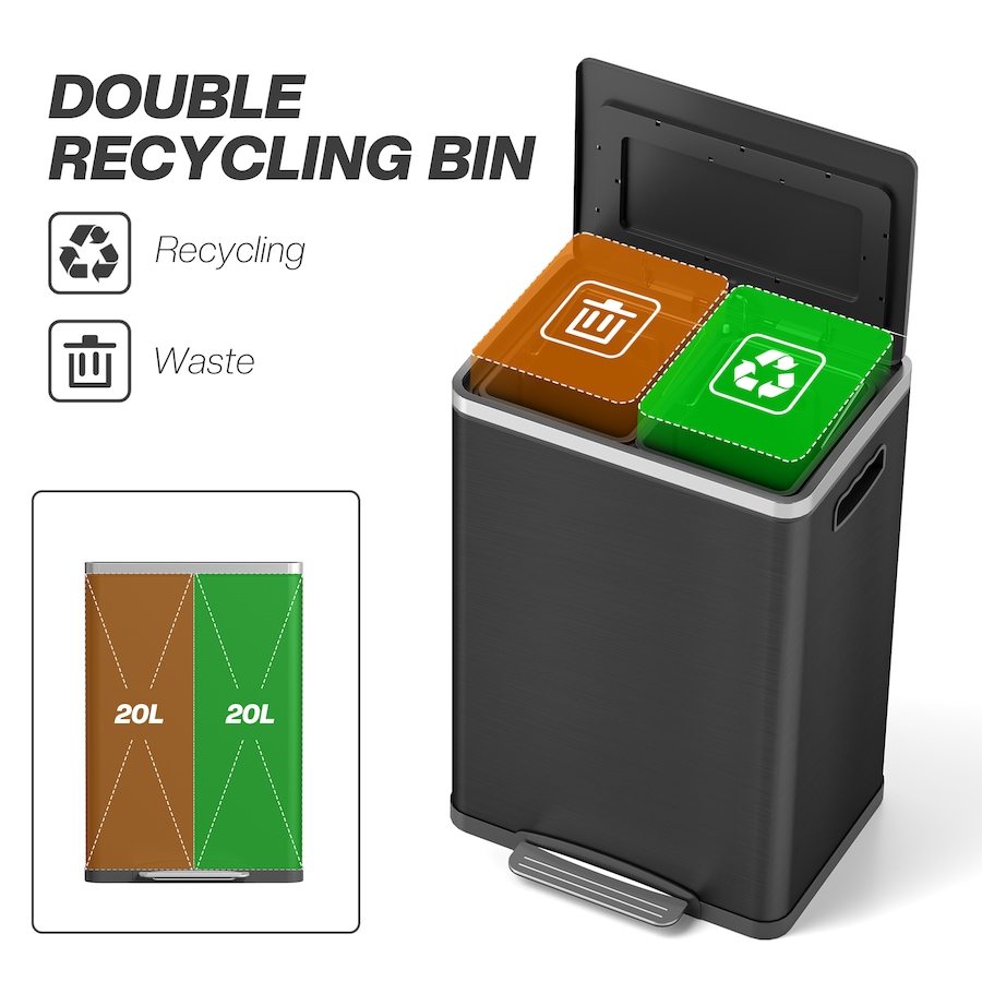 Image 998527_ALTMORE11.jpg, Product 998-527 / Price $104.99 - $114.99, HOMCOM 2 x 5.3 Gallon (2 x 20 L) Garbage Can, Trash Can with Removable Buckets from HOMCOM on TSC.ca's Kitchen department