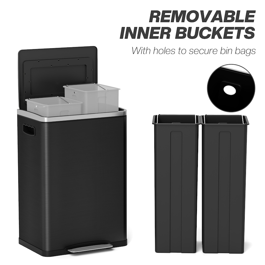 Image 998527_ALTMORE13.jpg, Product 998-527 / Price $104.99 - $114.99, HOMCOM 2 x 5.3 Gallon (2 x 20 L) Garbage Can, Trash Can with Removable Buckets from HOMCOM on TSC.ca's Kitchen department