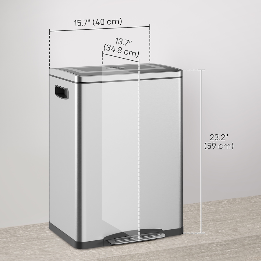 Image 998527_ALTMORE2.jpg, Product 998-527 / Price $104.99 - $114.99, HOMCOM 2 x 5.3 Gallon (2 x 20 L) Garbage Can, Trash Can with Removable Buckets from HOMCOM on TSC.ca's Kitchen department