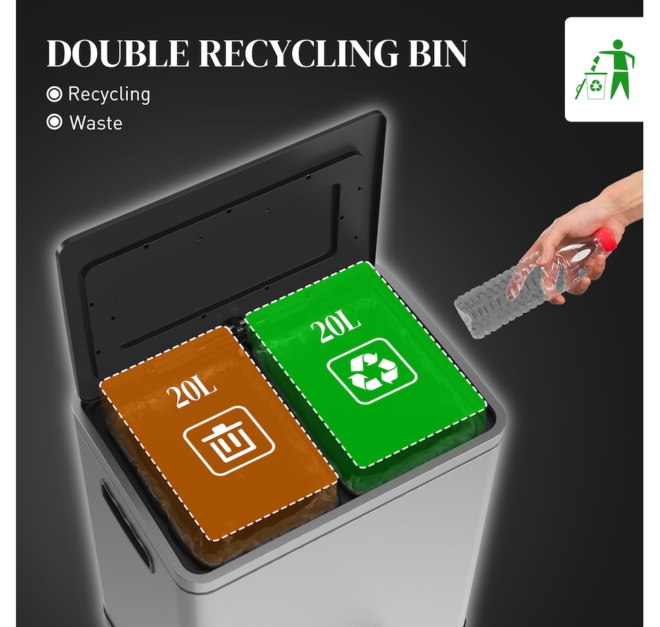 Image 998527_ALTMORE3.jpg, Product 998-527 / Price $119.99 - $129.99, HOMCOM 2 x 20 Liter Garbage Can, Trash Can with Removable Buckets from HOMCOM on TSC.ca's Kitchen department