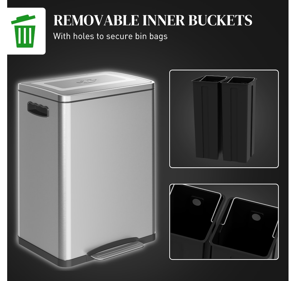 Image 998527_ALTMORE5.jpg, Product 998-527 / Price $119.99 - $129.99, HOMCOM 2 x 20 Liter Garbage Can, Trash Can with Removable Buckets from HOMCOM on TSC.ca's Kitchen department