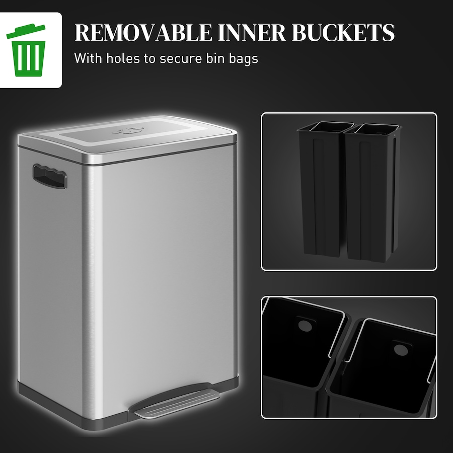 Image 998527_ALTMORE5.jpg, Product 998-527 / Price $104.99 - $114.99, HOMCOM 2 x 5.3 Gallon (2 x 20 L) Garbage Can, Trash Can with Removable Buckets from HOMCOM on TSC.ca's Kitchen department