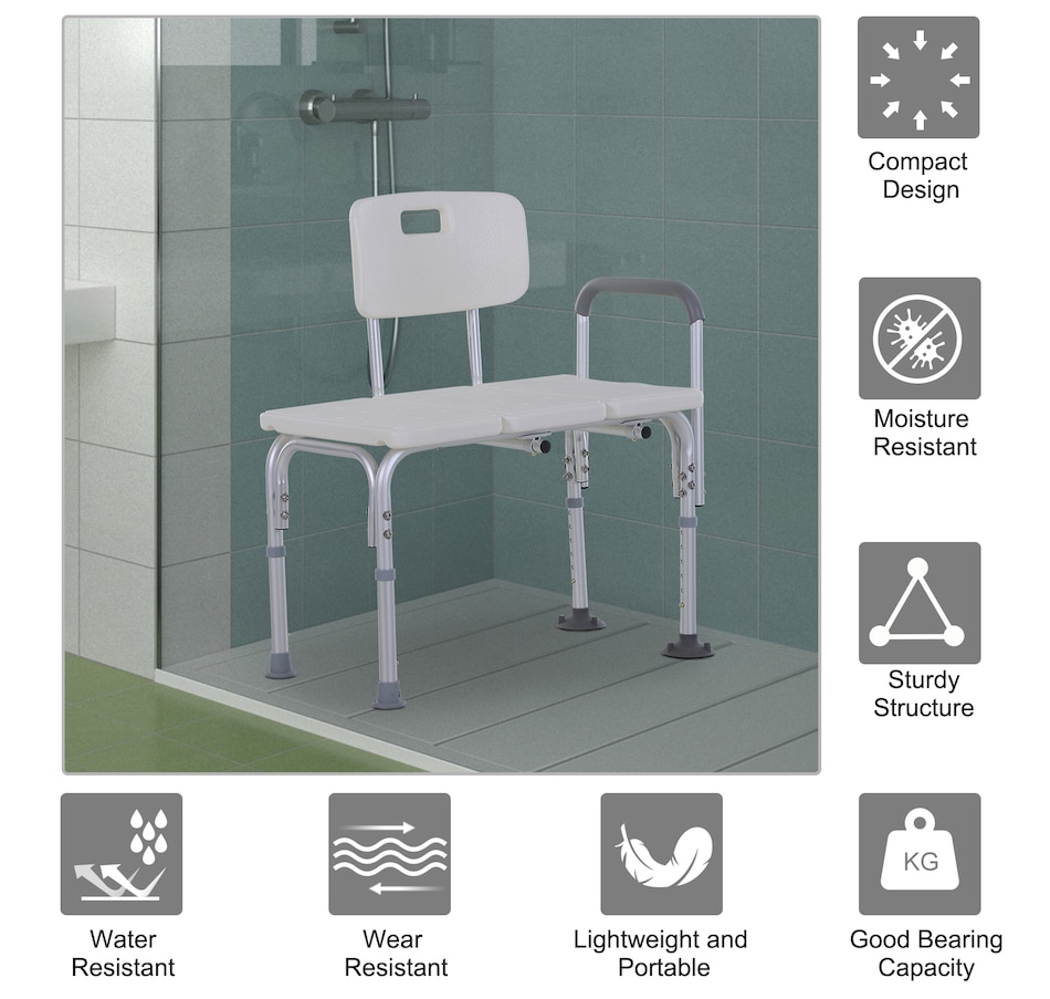 Image 998528_ALTMORE12.jpg, Product 998-528 / Price $96.99 - $98.99, HOMCOM 6-Level Adjustable Bath and Shower Bench, Armrest & Backrest from HOMCOM on TSC.ca's department