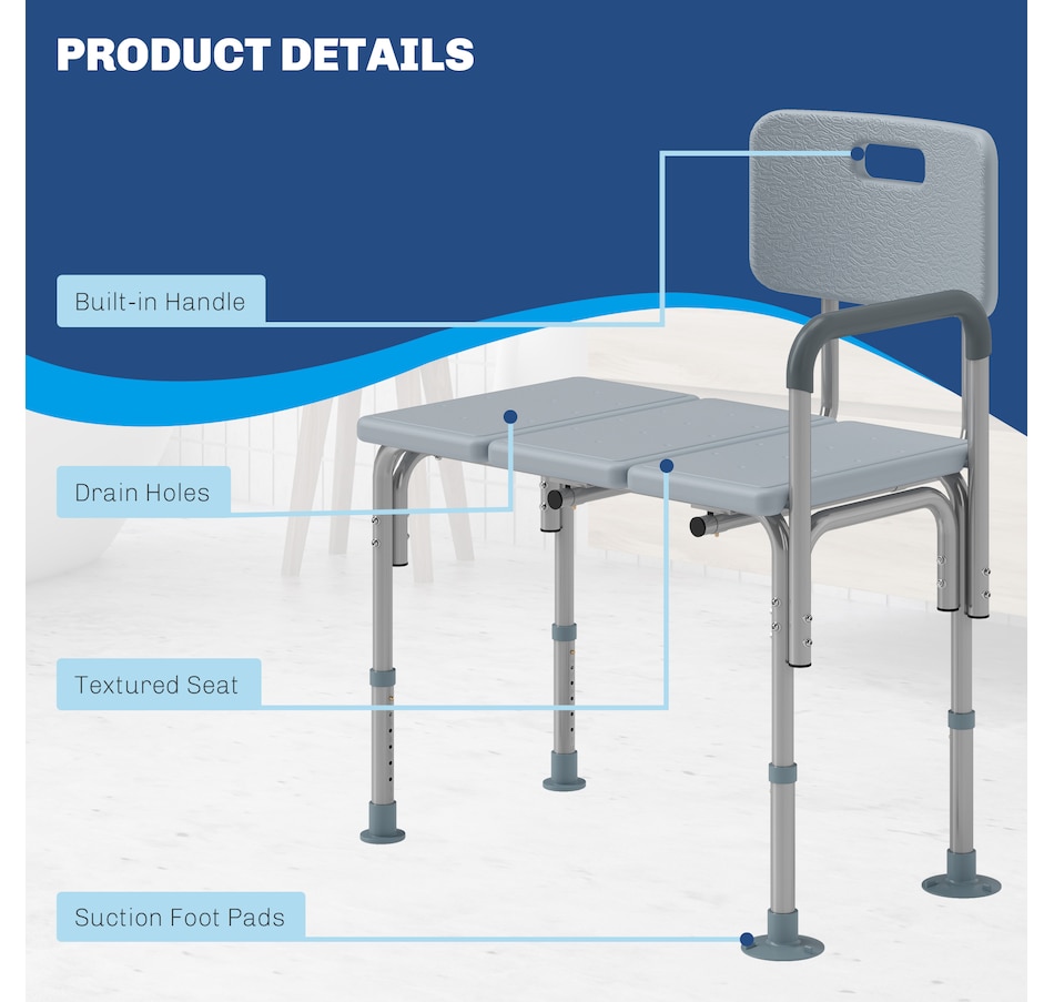 Image 998528_ALTMORE3.jpg, Product 998-528 / Price $96.99 - $98.99, HOMCOM 6-Level Adjustable Bath and Shower Bench, Armrest & Backrest from HOMCOM on TSC.ca's department