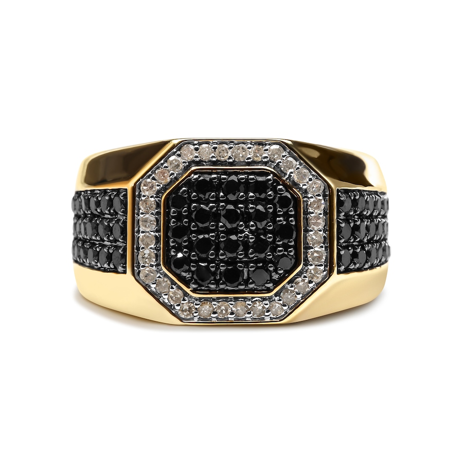 Image 998546.jpg, Product 998-546 / Price $4,774.00, Men's 10K Yellow Gold 1 1/4 Ctw White and Black Diamond Octagonal Halo Band Ring from Haus of Brilliance on TSC.ca's Jewellery department