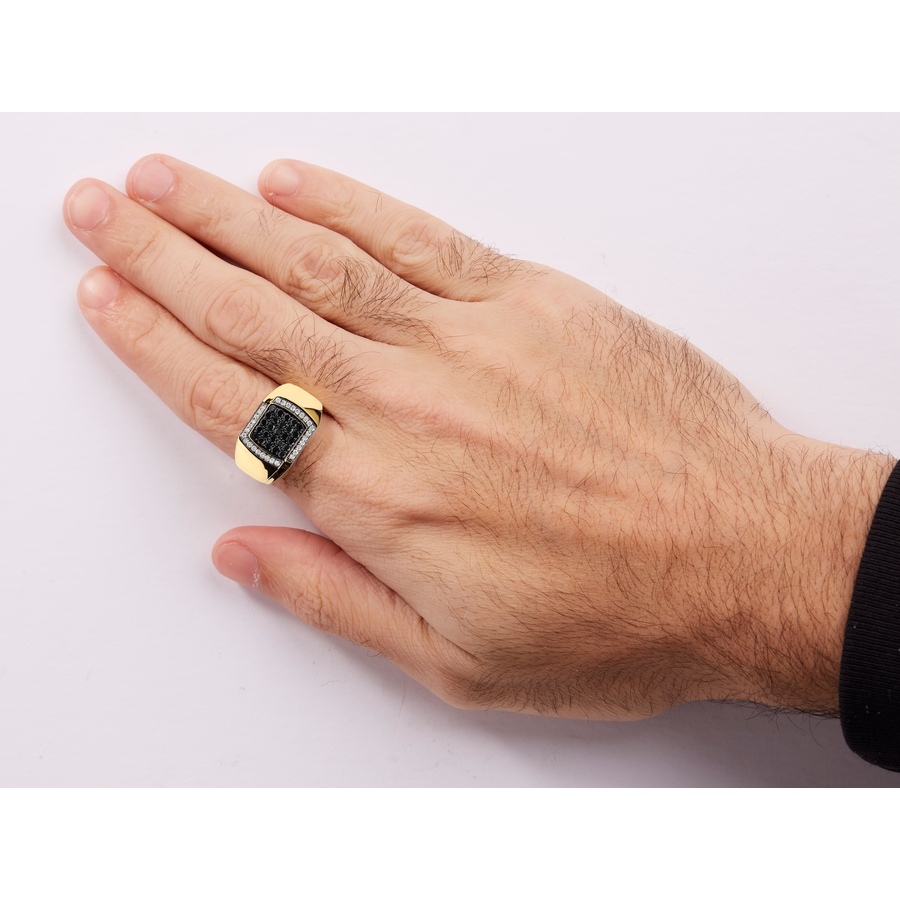 Image 998547_ALTMORE4.jpg, Product 998-547 / Price $4,370.00, Men's 10K Yellow Gold 1.00 Cttw Cluster Black and White Diamond Statement Ring from Haus of Brilliance on TSC.ca's Jewellery department