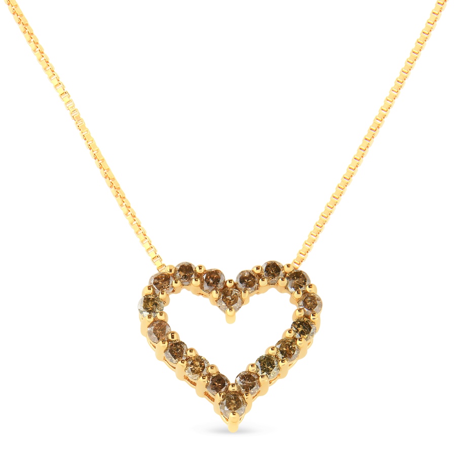 Image 998561_ALTMORE1.jpg, Product 998-561 / Price $738.00, 14K Yellow Gold Plated Silver 1.0 Ctw Champagne Diamond Heart Pendant Necklace from Haus of Brilliance on TSC.ca's Jewellery department