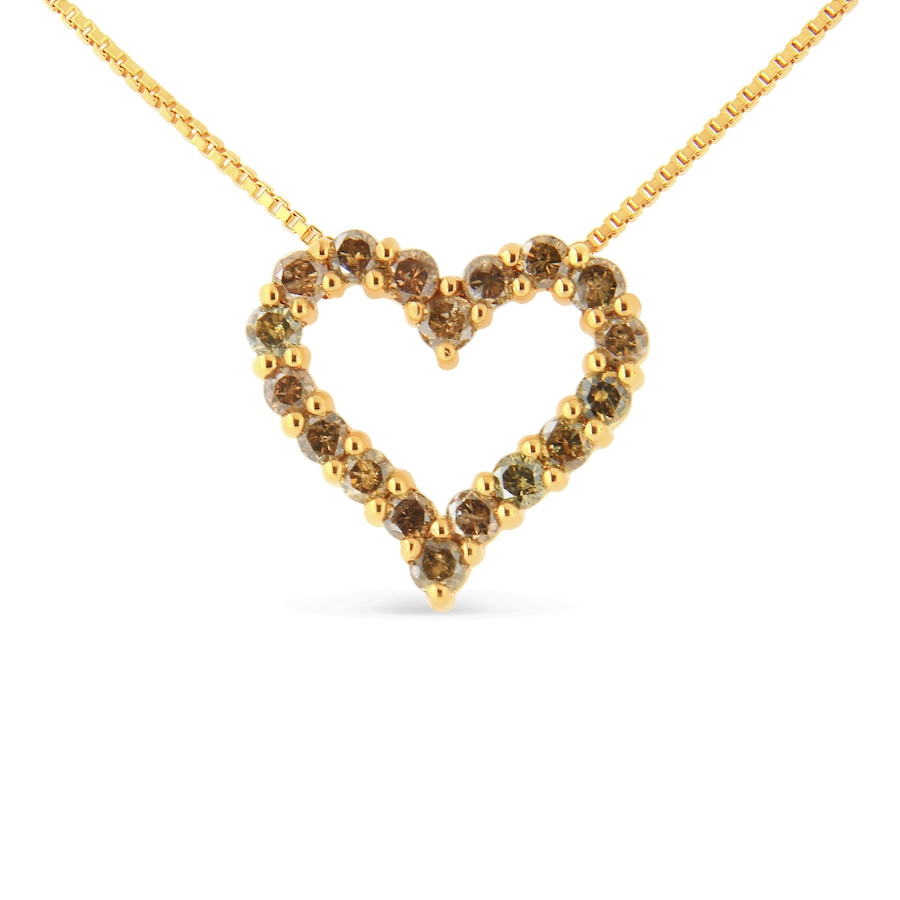 Image 998561_ALTMORE2.jpg, Product 998-561 / Price $738.00, 14K Yellow Gold Plated Silver 1.0 Ctw Champagne Diamond Heart Pendant Necklace from Haus of Brilliance on TSC.ca's Jewellery department