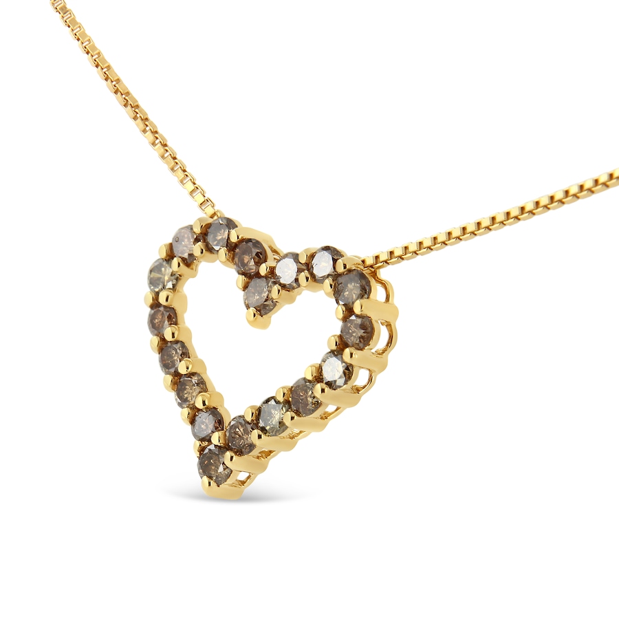 Image 998561_ST01.jpg, Product 998-561 / Price $738.00, 14K Yellow Gold Plated Silver 1.0 Ctw Champagne Diamond Heart Pendant Necklace from Haus of Brilliance on TSC.ca's Jewellery department