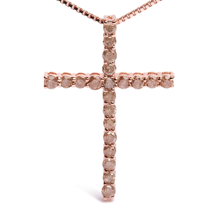 Image 998562_ALTMORE1.jpg, Product 998-562 / Price $1,018.00, Silver 1.0 Cttw Champagne Diamond Gold Cross Pendant Necklace for Women from Haus of Brilliance on TSC.ca's Jewellery department