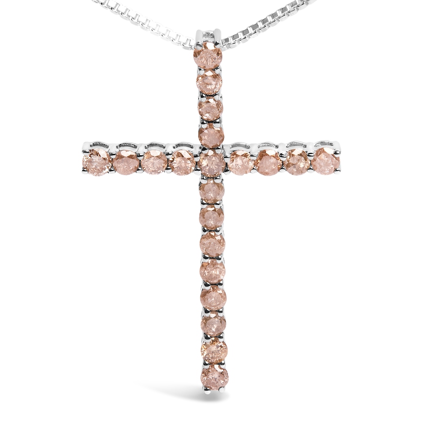 Image 998562_ALTMORE5.jpg, Product 998-562 / Price $1,018.00, Silver 1.0 Cttw Champagne Diamond Gold Cross Pendant Necklace for Women from Haus of Brilliance on TSC.ca's Jewellery department