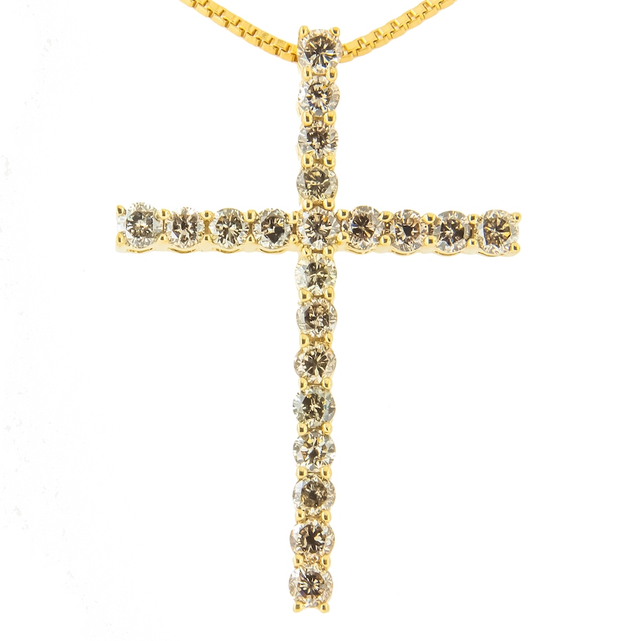 Image 998562_ALTMORE8.jpg, Product 998-562 / Price $1,018.00, Silver 1.0 Cttw Champagne Diamond Gold Cross Pendant Necklace for Women from Haus of Brilliance on TSC.ca's Jewellery department