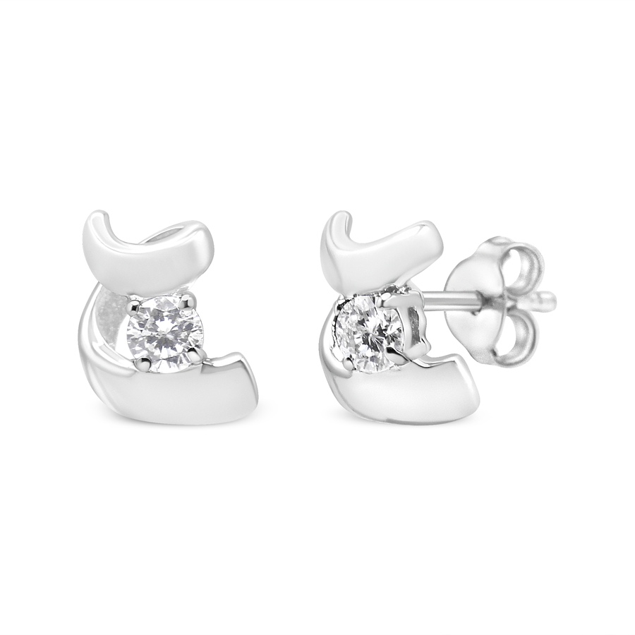 Image 998563_ST01.jpg, Product 998-563 / Price $779.00 - $854.00, 10K Gold 1/10 Cttw Diamond Espira Swirls Solitaire Push Back Stud Earrings from Haus of Brilliance on TSC.ca's Jewellery department