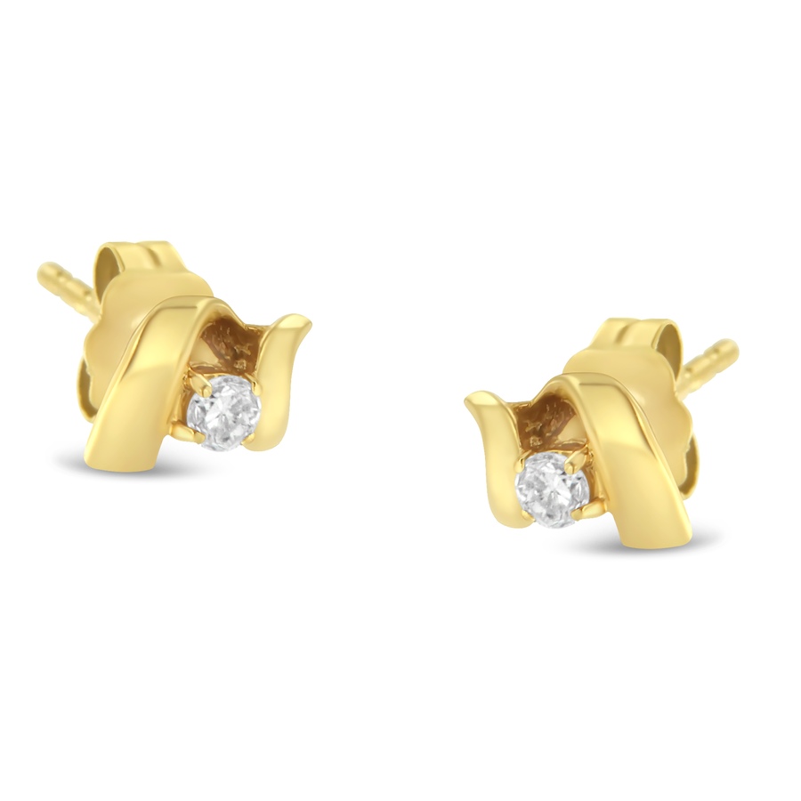 Image 998563_ST02.jpg, Product 998-563 / Price $779.00 - $854.00, 10K Gold 1/10 Cttw Diamond Espira Swirls Solitaire Push Back Stud Earrings from Haus of Brilliance on TSC.ca's Jewellery department