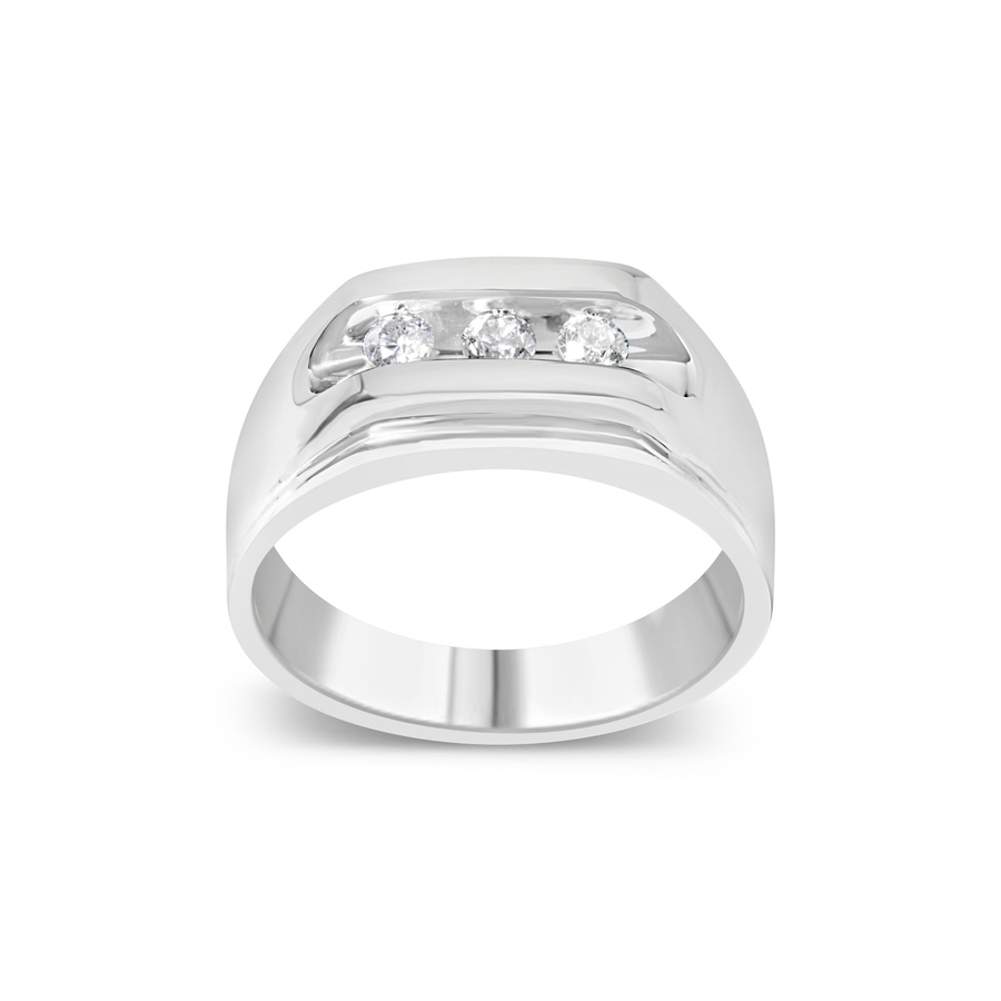 Image 998567.jpg, Product 998-567 / Price $1,264.00, Men's Silver 1/3 Cttw Diamond Channel Set 3 Stone Ring Band from Haus of Brilliance on TSC.ca's Jewellery department