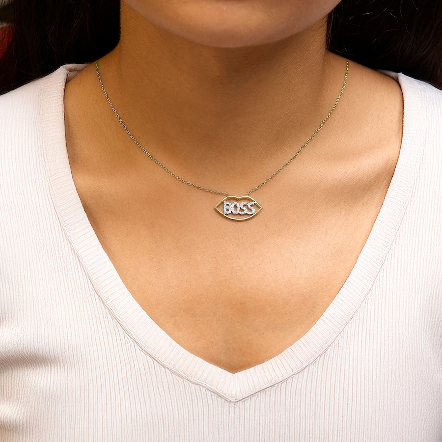 Image 998570_ALTMORE3.jpg, Product 998-570 / Price $1,077.00, 14K Yellow Gold Plated Silver 1/4 Cttw Diamond "Boss" Pendant Necklace from Haus of Brilliance on TSC.ca's Jewellery department