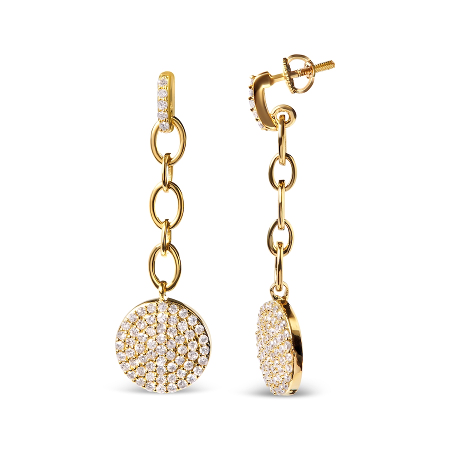 Image 998578_ALTMORE2.jpg, Product 998-578 / Price $5,581.00, 14K Yellow Gold 1.0 Ct Diamond Chain Cluster Dangle Chain Earrings from Haus of Brilliance on TSC.ca's Jewellery department