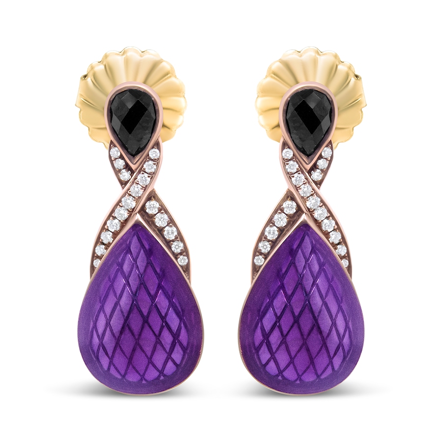 Image 998595.jpg, Product 998-595 / Price $5,631.00, 18K Rose Gold over Silver Purple Enamel 1/5 Ct Diamond & Black Onyx Earrings from Haus of Brilliance on TSC.ca's Jewellery department